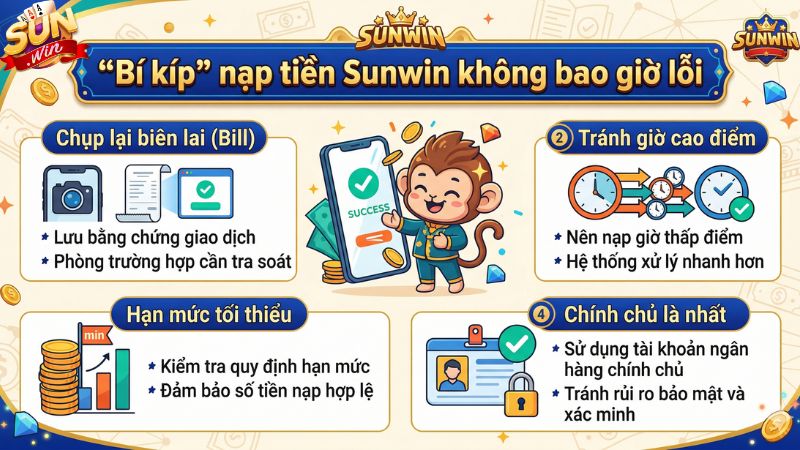 "Bí kíp" nạp tiền Sunwin không bao giờ lỗi "Bí kíp" nạp tiền Sunwin không bao giờ lỗi