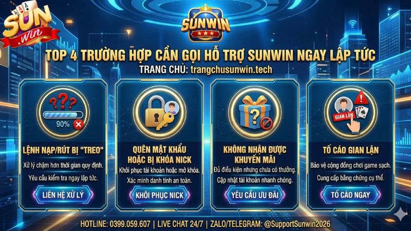 Top 4 trường hợp cần gọi hỗ trợ Sunwin ngay lập tức