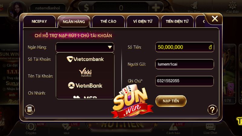 Hướng dẫn nạp tiền Sunwin chi tiết từ A-Z